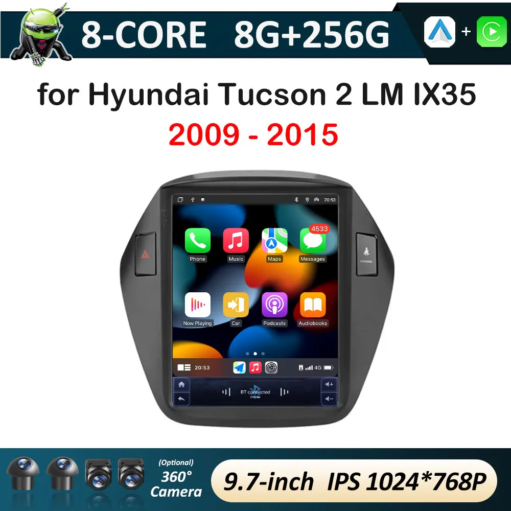 9.7 inch for Hyundai Tucson 2 LM IX35 2009 - 2015 Android 16 Car Video Radio Player IPS Screen Wireless Carplay Coooling Fan