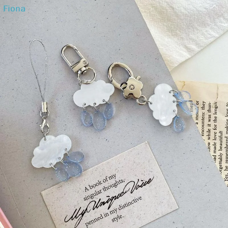 ✔Cute Cloud Raindrop Keychain INS Raindrop Charms Mobile Phone Rope Pendant Keyring Phone Lanyard For Bag Phone Decoration