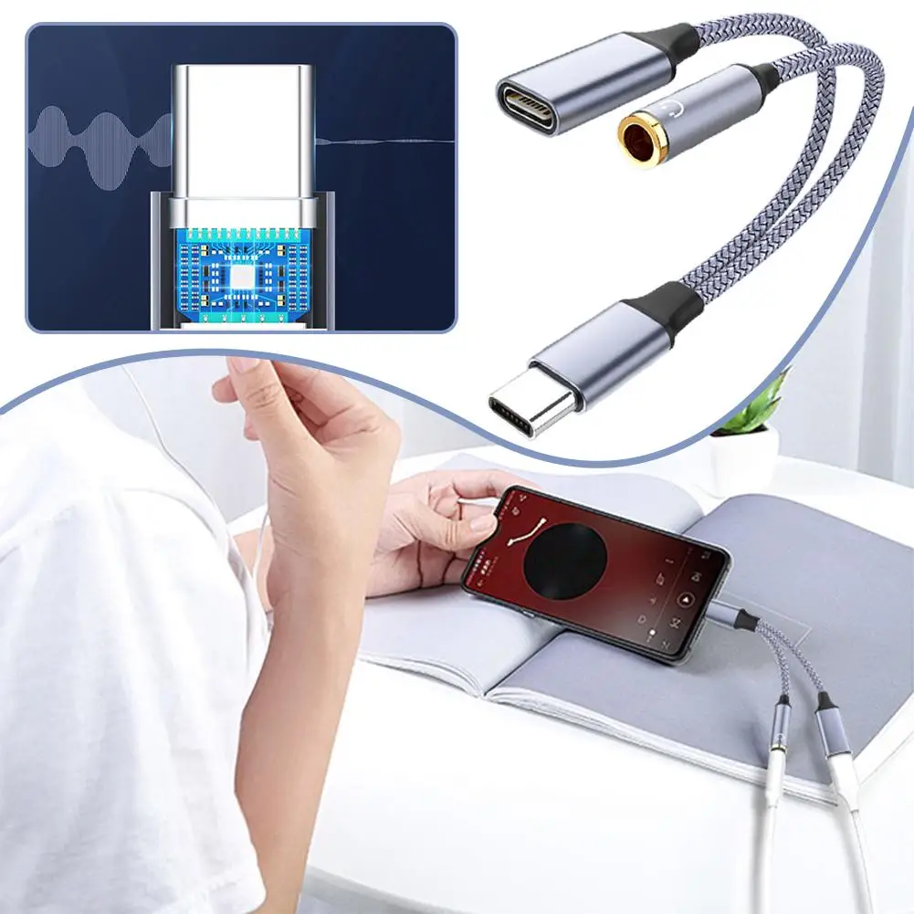 For Apple Adapter Listening To Music Two-in-one Audio Conversion Without Noise Fast Charging For 3.5mm Earphones X5A8