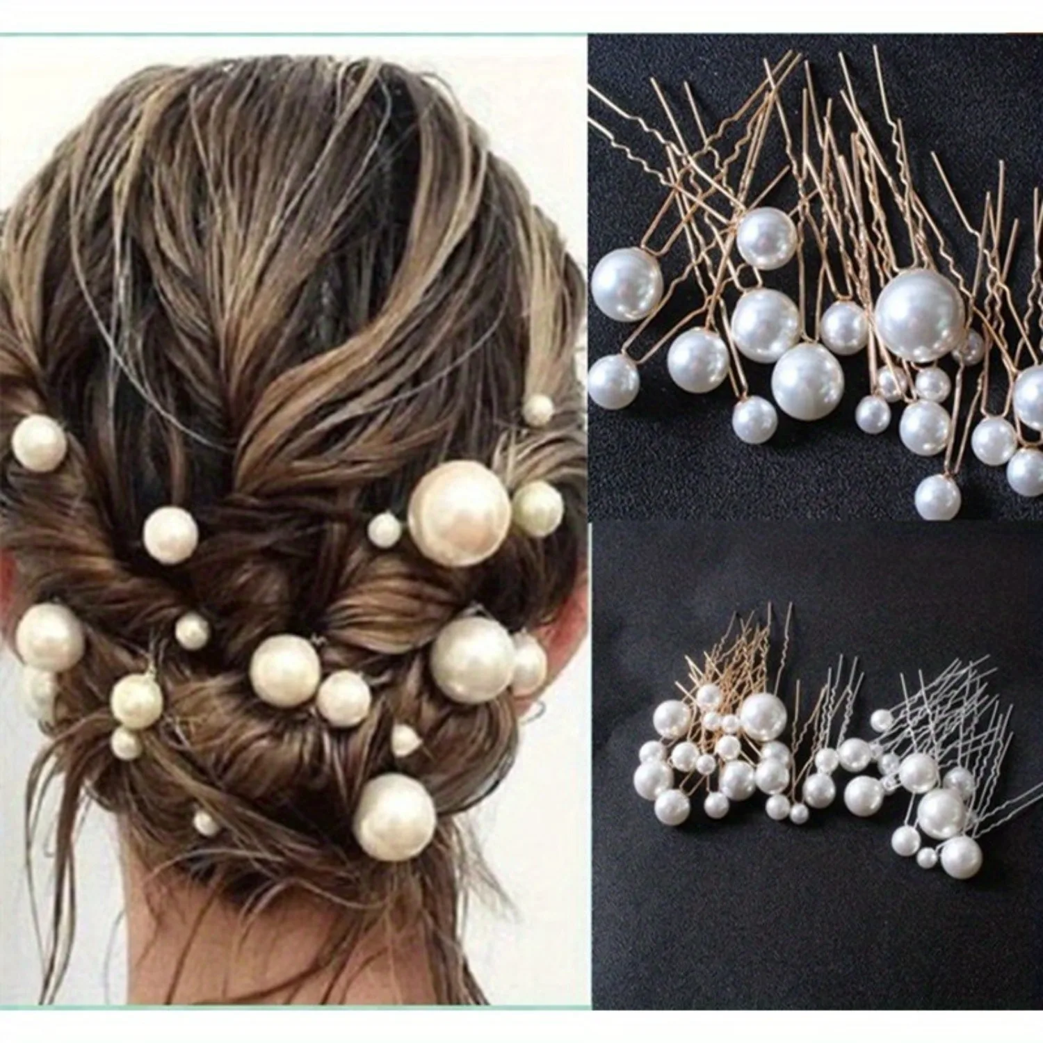 

Plastic Pearl U-shaped Hair Fork Retro Disc Hairpin Bridal Headpiece