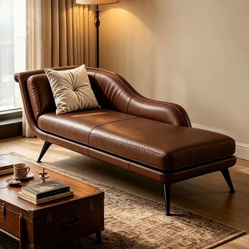 Bedroom leather chaise longue balcony small sofa study chaise longue single sofa bed tail chaise longue sofa