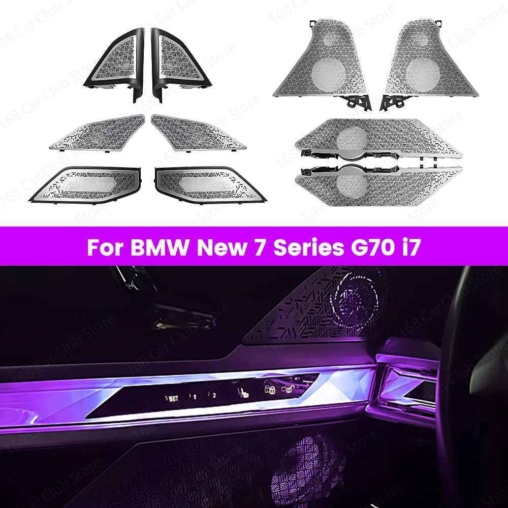

LED 11 Color Ambient Light 8-Piece Speaker Luminous Cover For BMW 7 Series G70 i7 Car 2023+Tweeter HiFi Music Stereo Horn