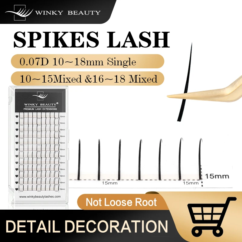 winky beauty 12Rows A/M Shape Spikes Lashes Individual Wispy Premade Fans Eyelash Extension Self-Grafting Makeup False Eyelashes