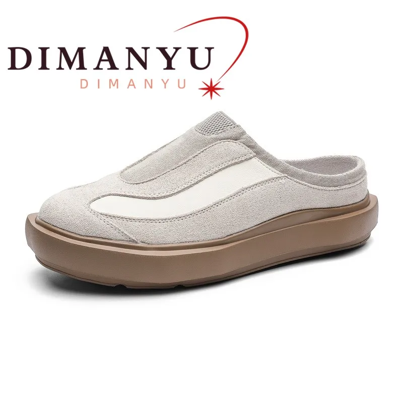 DIMANYU Men Platform Mule Sneakers Slip On Backless Slides Patch Color Block Chunky Casual Walking Shoes Fashion Men Slippers