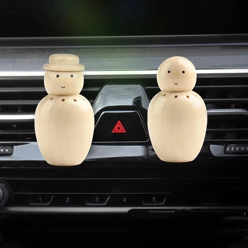 

Car Air Freshener Perfume Clip Wooden Man Empty Bottle Fragrance Ornament Vent Outlet Diffuser