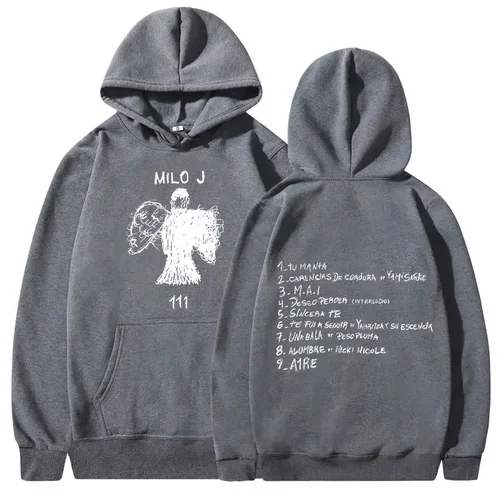 Imagen 2 del producto Milo J Sudadera con capucha 111 Álbum Merch Sudadera con capucha Ropa deportiva Moda para hombres y mujeres Hip Hop Retro Sudadera con capucha de manga larga Ropa de calle