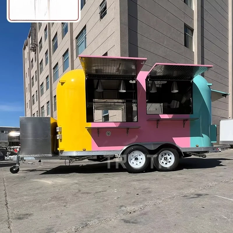 Ice Cream Food Trailer Van Street Food Cart Custom Mobile Pizza Food Truck Trailer Grill for Sale Usa with Fully Equipped