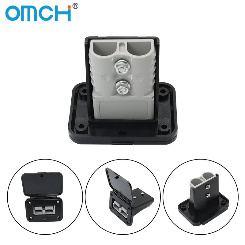 OMCH 1/2/5PCS 50A/120A/175A 보트 트럭 케이블 커넥터 플러그 용 마운트 브래킷 패널 커버가있는 이중 극 플러그 커넥터 용