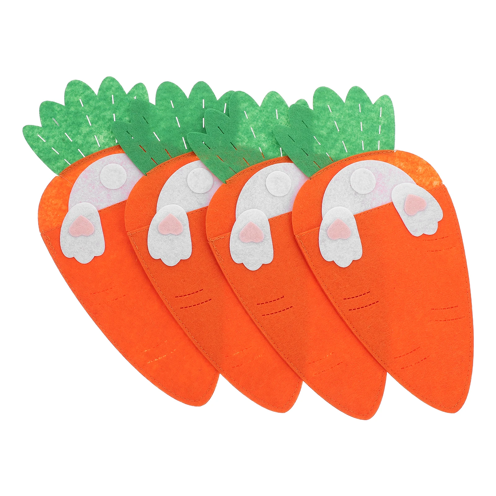 

4Pcs Easter Carrot Tableware Pouches Cute Cutlery Bags Party Utensils Holders Easter Bunny Silverware Pouches Carrot Bags