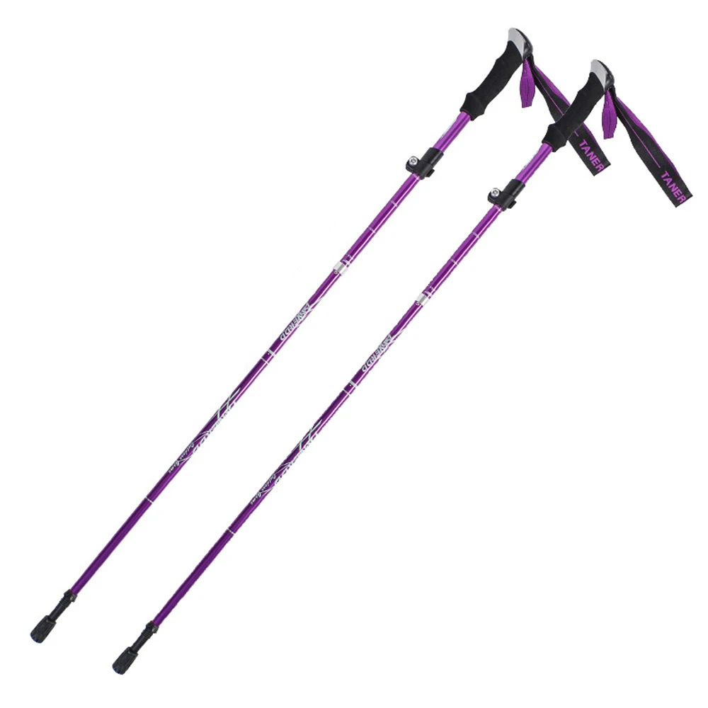 

2Pcs Double Outdoor Fold Trekking Poles Ultralight Camping Portable Walking Hiking Stick for Nordic Elderly Telescopic Club Easy