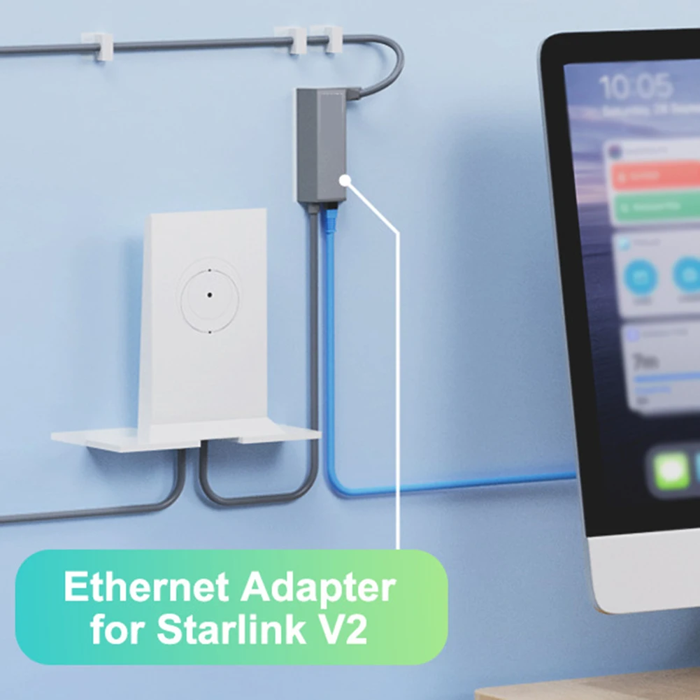 Starlink- Ethernet Adapter, Compatible For Starlink- Standard Rectangular Dish V2, Wired External Network Fast & Stabl Hot Sale