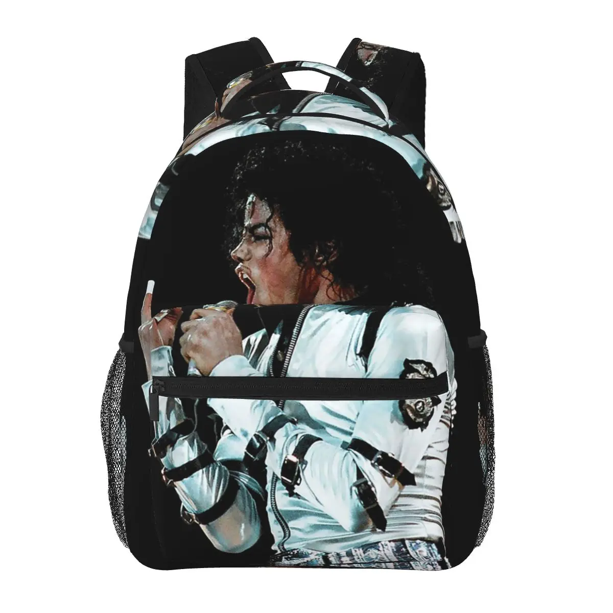 MJ Michael Jackson Pattern Print Student Backpack School Bag Hiking Travel Daypack for Boys Girls Fashion Bookbag Shoulder Bags