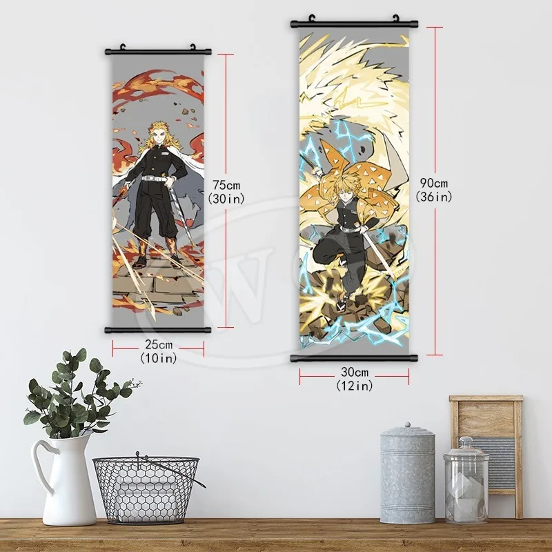 Anime Demon Slayer Hanging Scroll Painting HD Inkjet Canvas Decorative Painting Modern Living Room Mural Poster