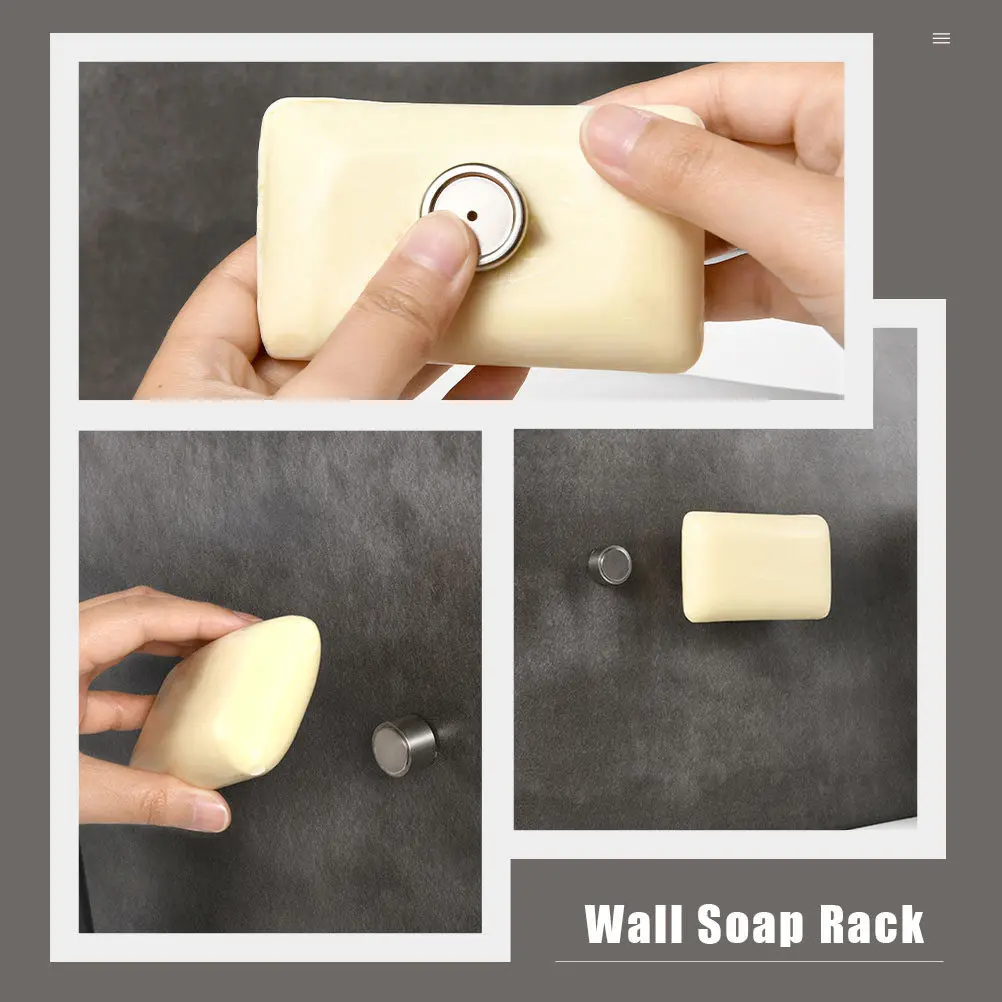 

2Pcs Cylindrical Stainless Steel Magnetic Soap Holders Wall Mounted Soap Rack for Bathroom Kitchen Shower Bathroom Supply