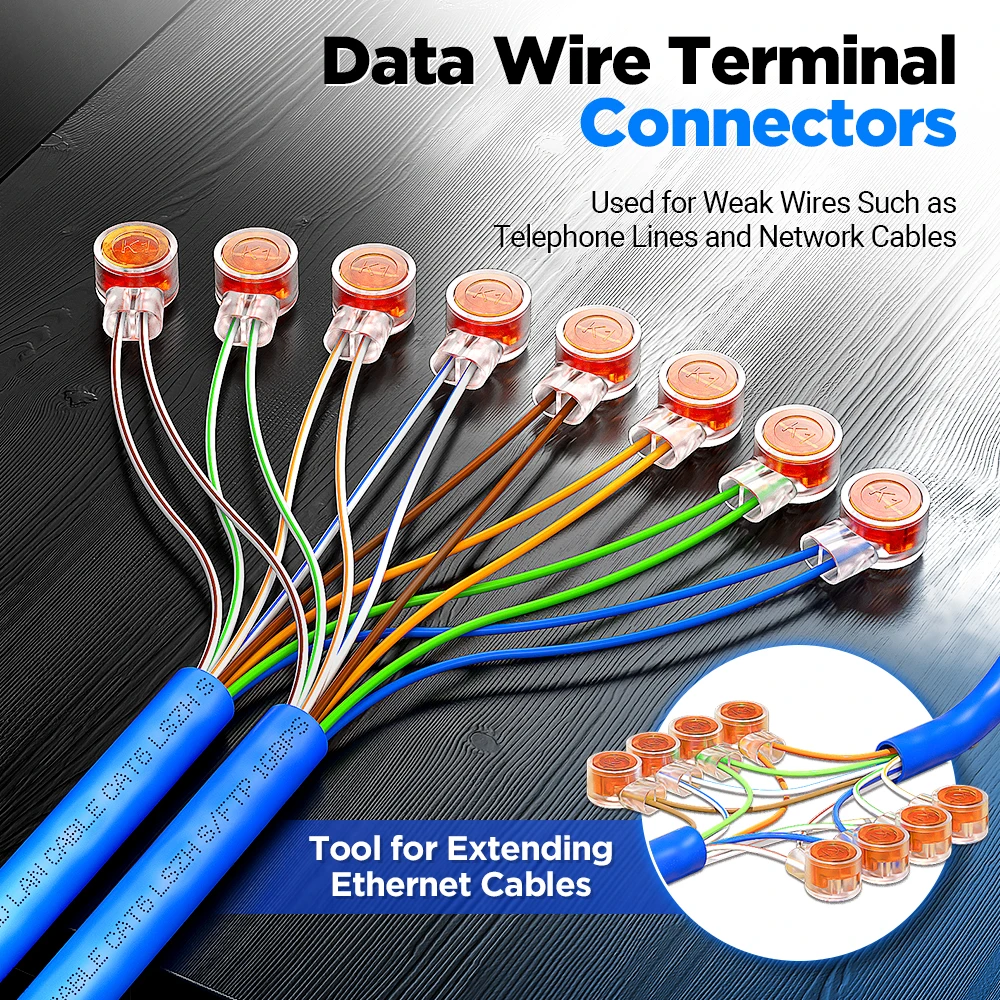 AMPCOM 50/100PCS Rj45 Stecker Crimp Anschluss Terminals K1 Stecker Wasserdichte Verkabelung Ethernet Kabel Telefonkabel Begriff