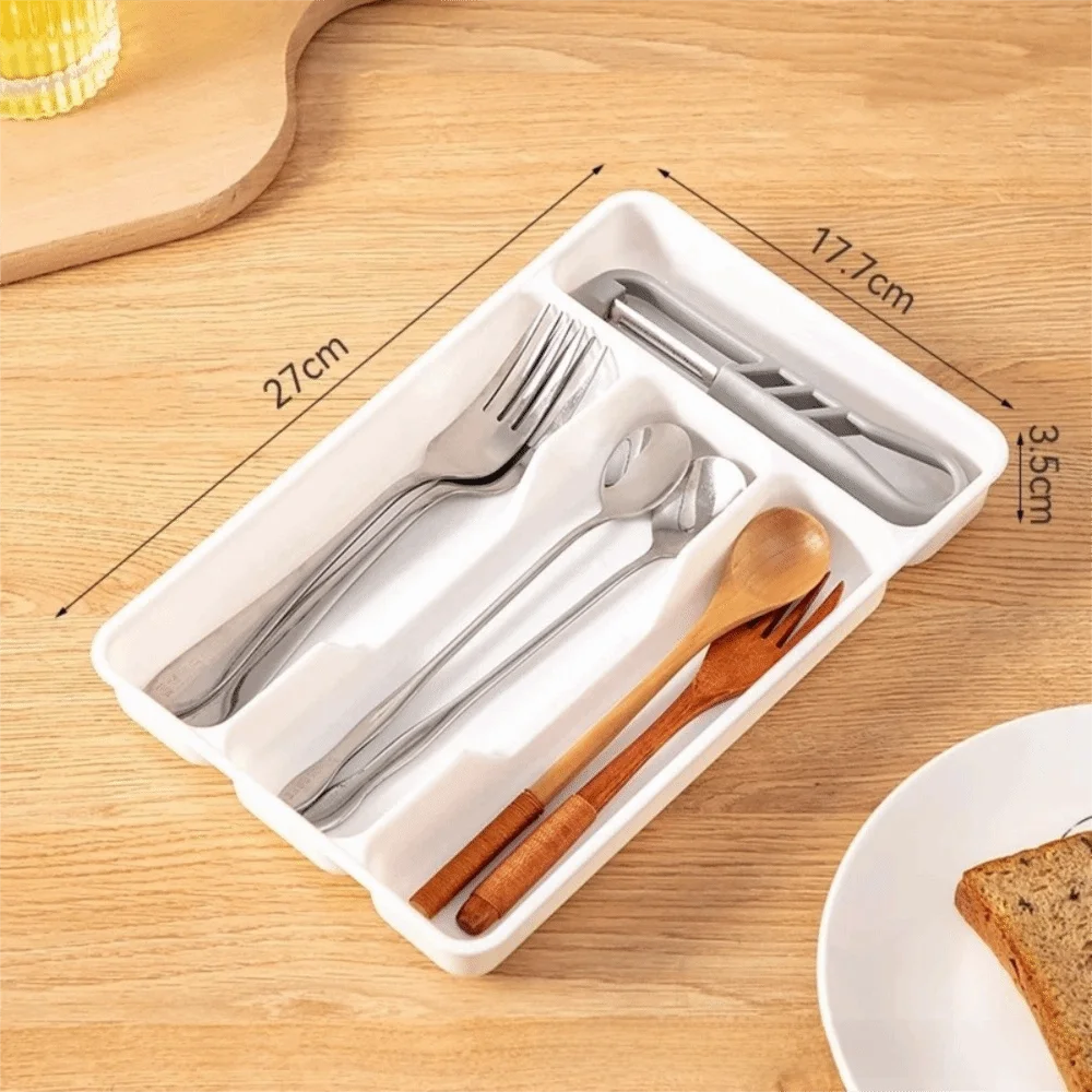 Quality 4/5 Compartments Cutlery Organizer Rectangle Easy Clean Spoon Fork Separation Box Drawer Divider Tray Kitchen