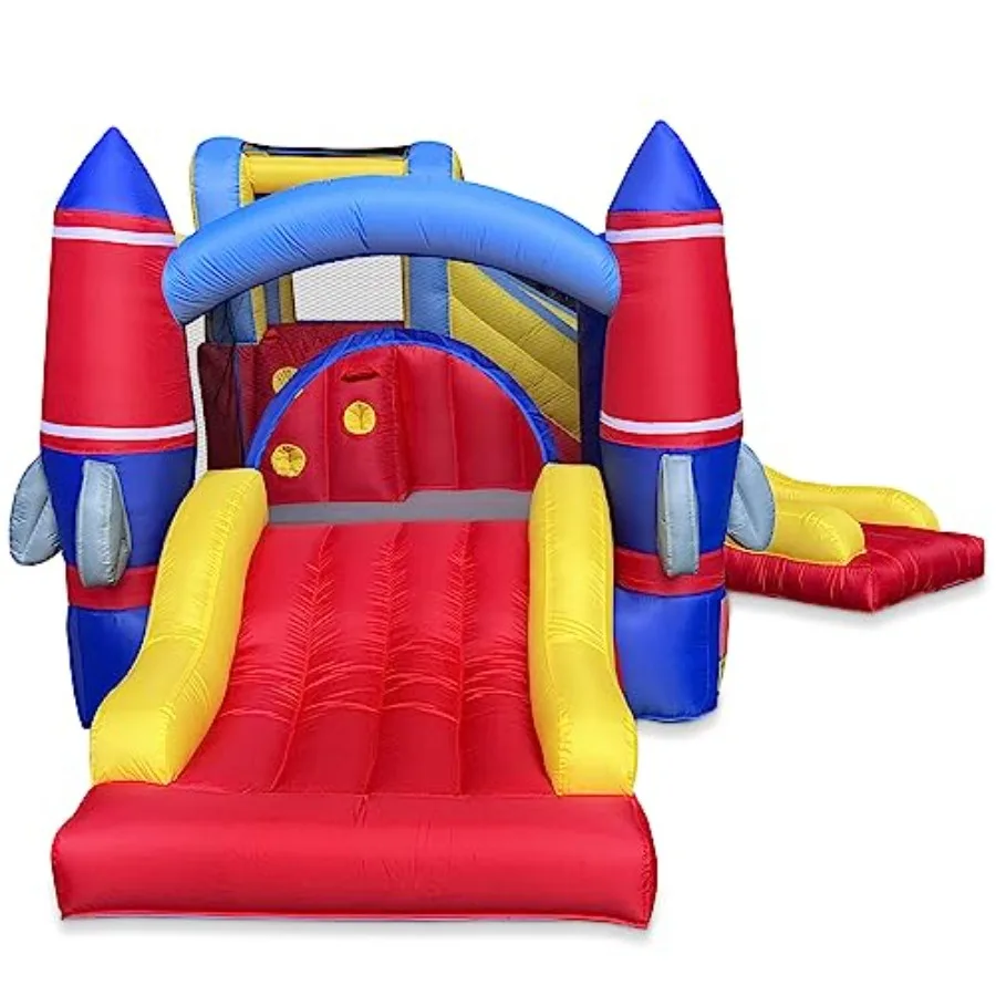 Maison gonflable de rebond de fusée avec souffleur, videur pour enfants avec deux diapositives et grande zone de saut