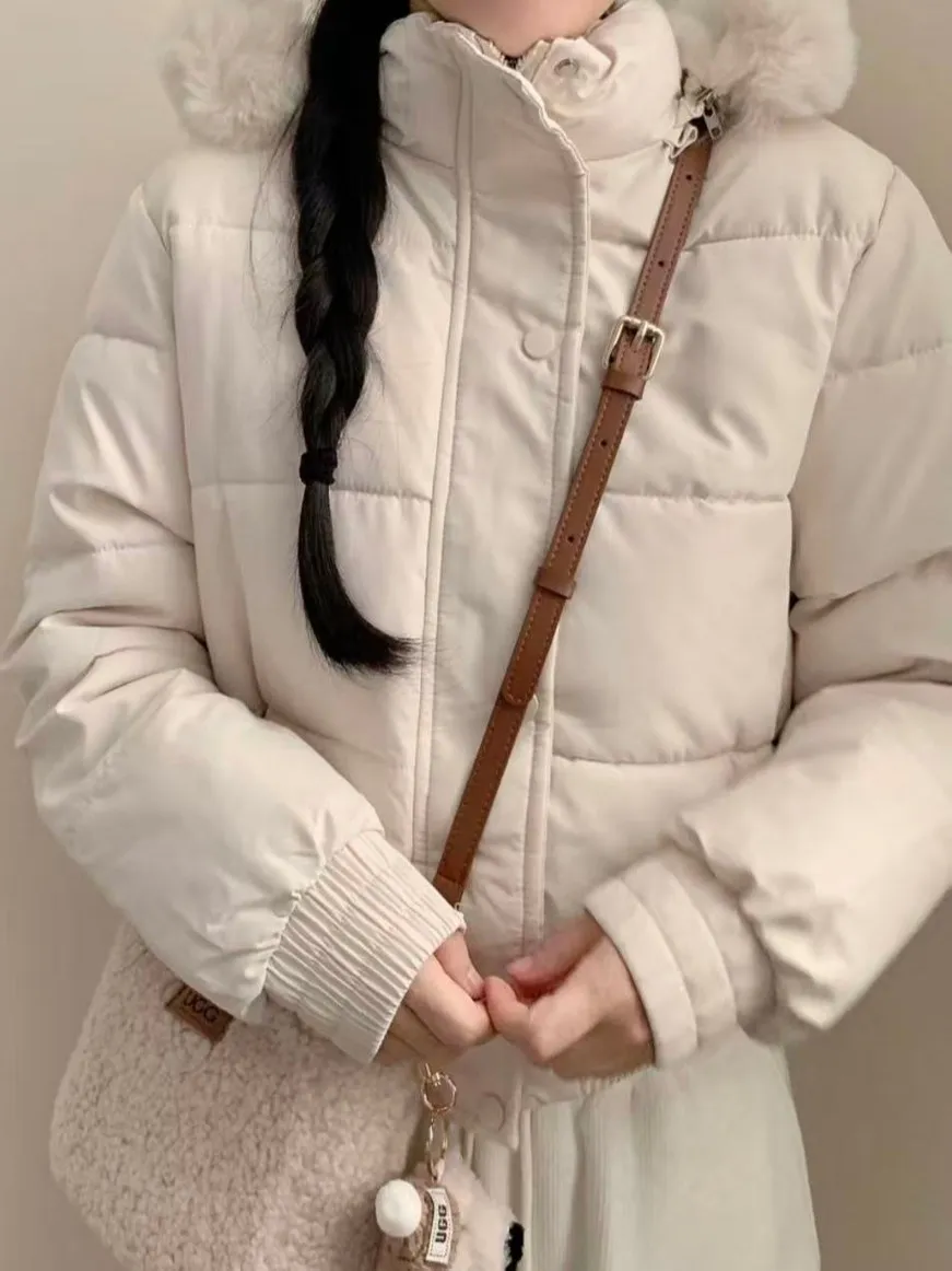 

Корейское пальто с капюшоном Thiened Bread ort Faionable, зимняя верхняя одежда, длинное пальто на подкладке Sve Fce для женщин