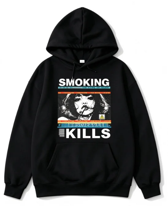 2026 Retro poster printed crewneck hoodie for men and women. American street style loose heavyweight pullover top.