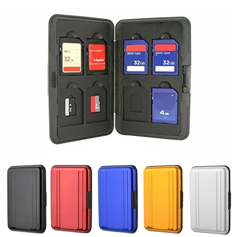 4 Color Micro SD Card Holder SDXC Storage Holder Memory Card Case Protector Aluminum case 16 solts for SD/ SDHC/ SDXC/ Micro SD