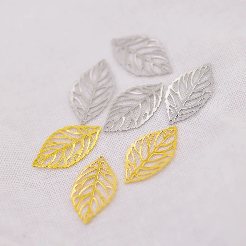 20pcs Plated Gold  Stainless Steel Leaves Charms Handmade DIY European Charm for Bracelets & Pendants Jewelry Making Accessories