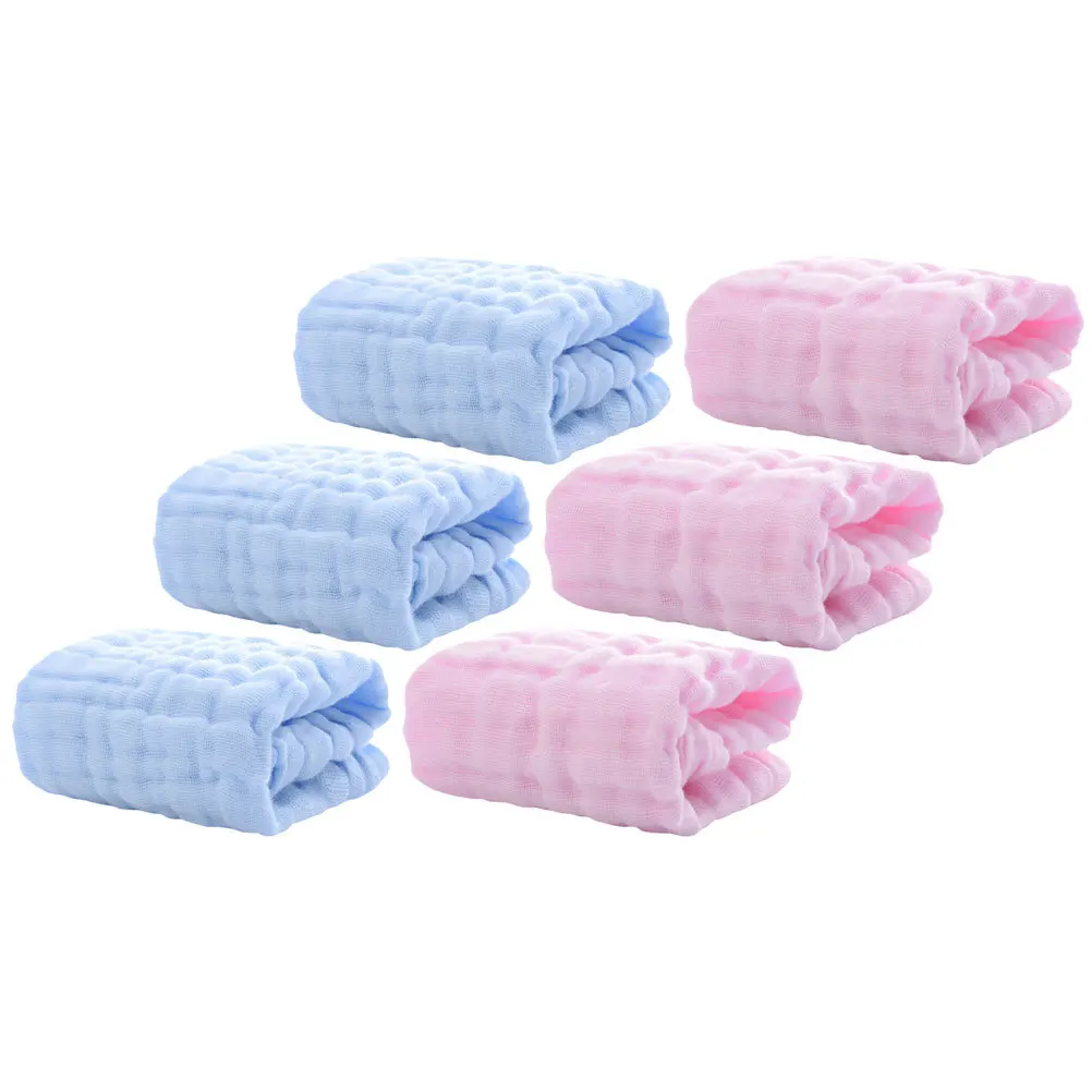 

6Pcs Pure Cotton Baby Muslin Washcloths Soft Burp Cloths Saliva Towel Drooling Absorbent Towels