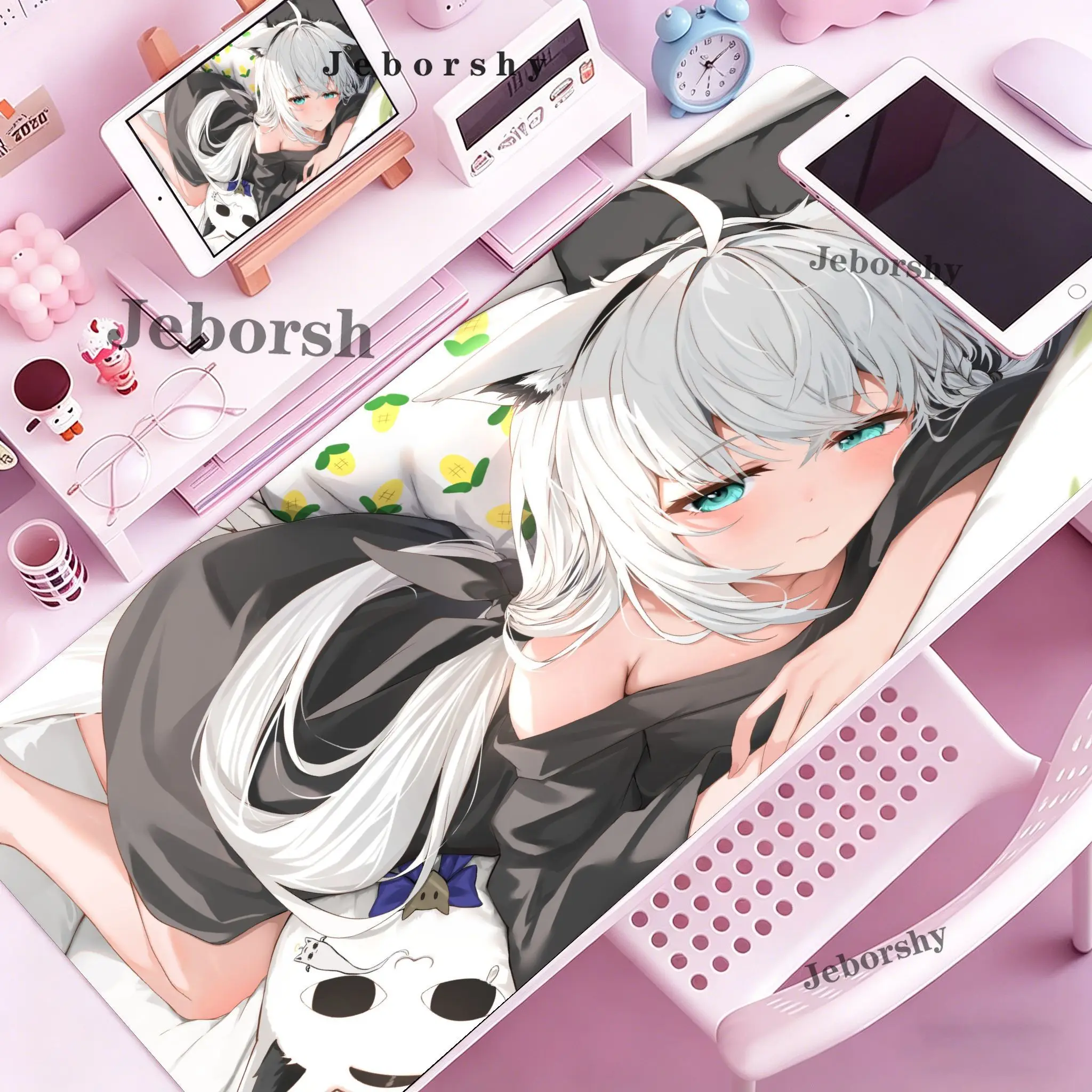 Shirakami Fubuki Mouse Pad Laptop Hololive Large Gaming Keyb