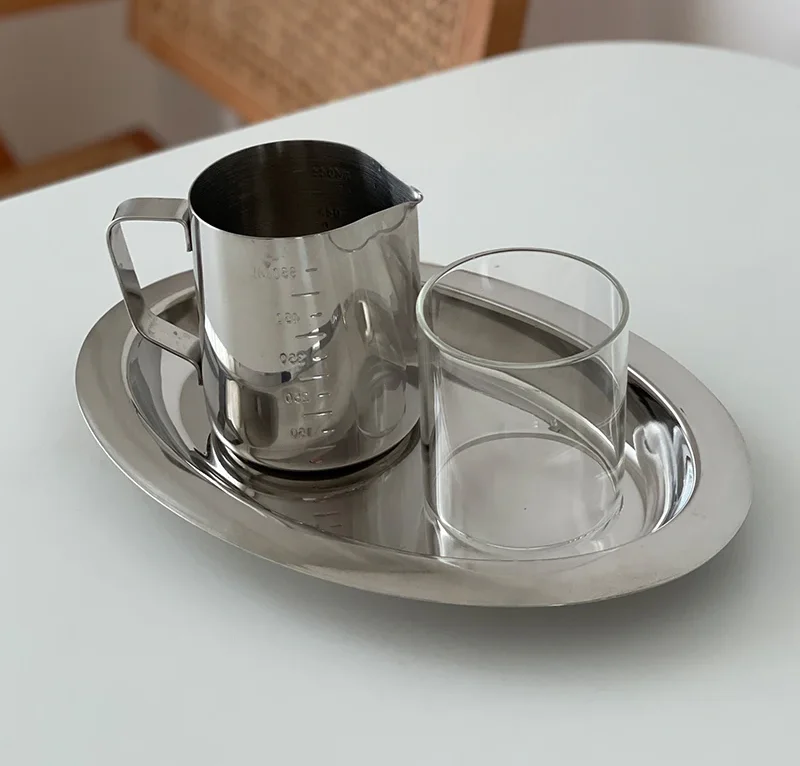 Vintage Stainless Steel Decorative Plate Breakfast Bread Round Dipping Saucer Afternoon Tea Cake Treat Dish Storage Tray view 3