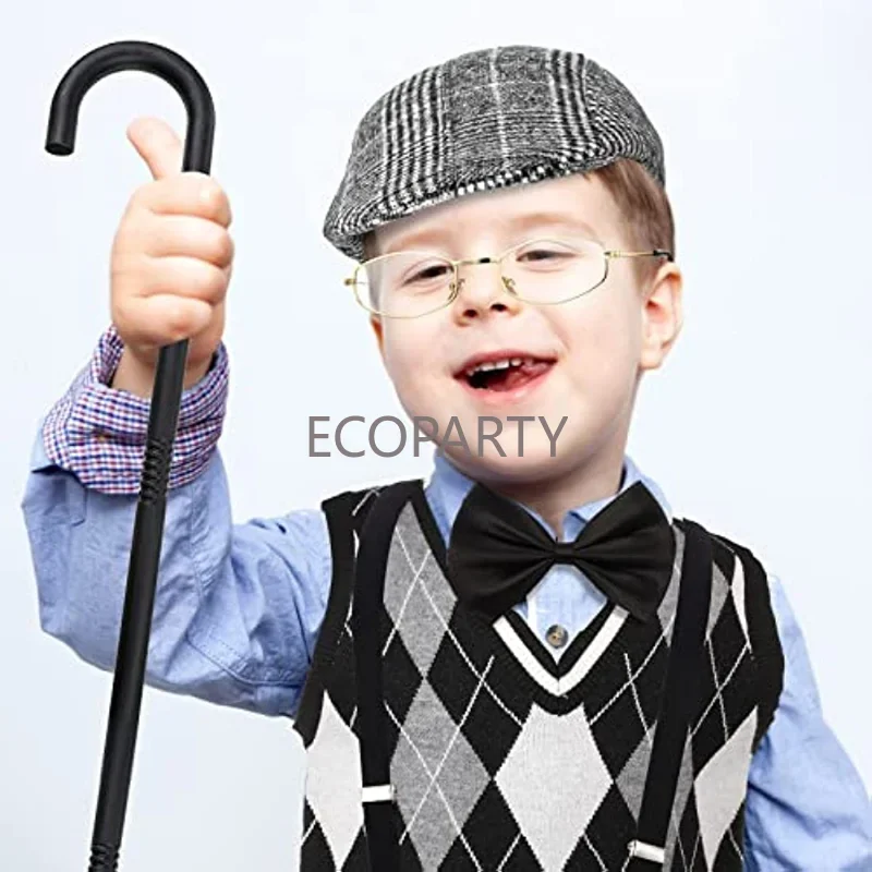 Kids 100 Days of School Costume for Boys 9-Pieces Kids Pretend Halloween Old Man Costume Hat Glasses Vest Set Costumes for Child