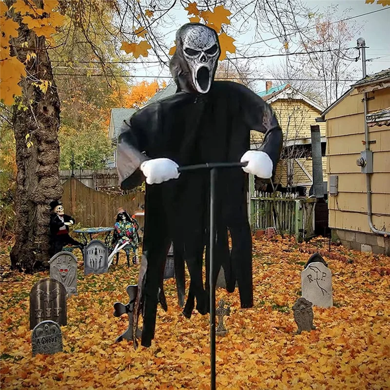 

ABVA-Halloween Garden Decor Ghostface Scary Outdoor Hanging Decoration For Courtyard Bird Repellers