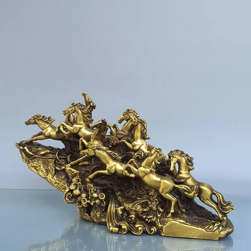 Zodiac Horse Opening Gift Decoration, Brass Nine Galloping Horses Home Decor Craft