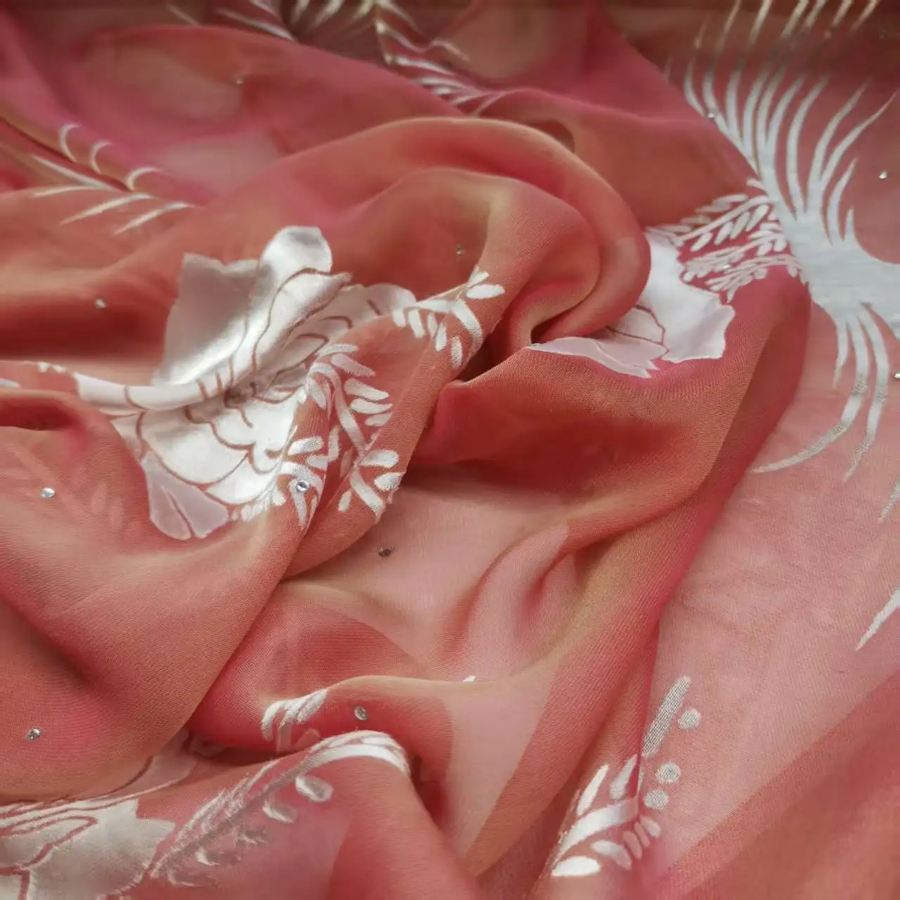 On Sale Sequin Silk Viscose Fabric Soft Burn-Out Pattern DIY Swissdot Cloth Dress Scarf Material