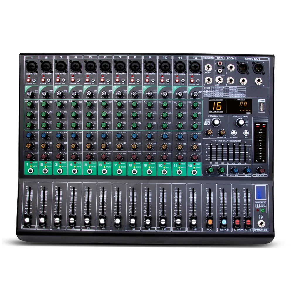 Depusheng G120 12-channels Professional Digital Audio Music Mixer DJ Console mixing console