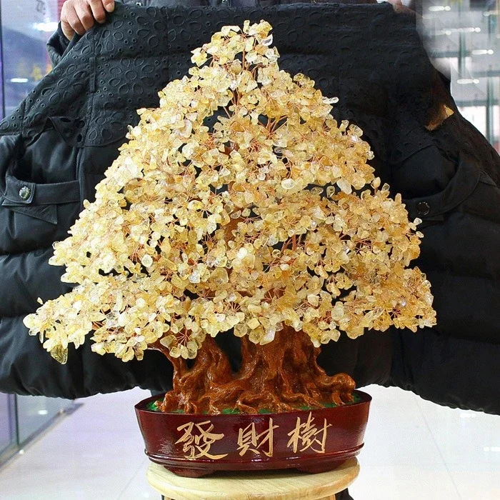 Natural citrine fortune fortune making cash tree home decoration living room ornament store housewarming opening gift