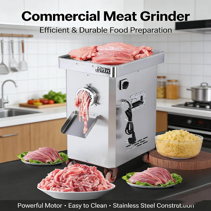 

Commercial Electric Meat Grinder & Sausage Stuffer - Automatic Vertical Stainless Steel Mincer for Beef, Lamb, Poultry