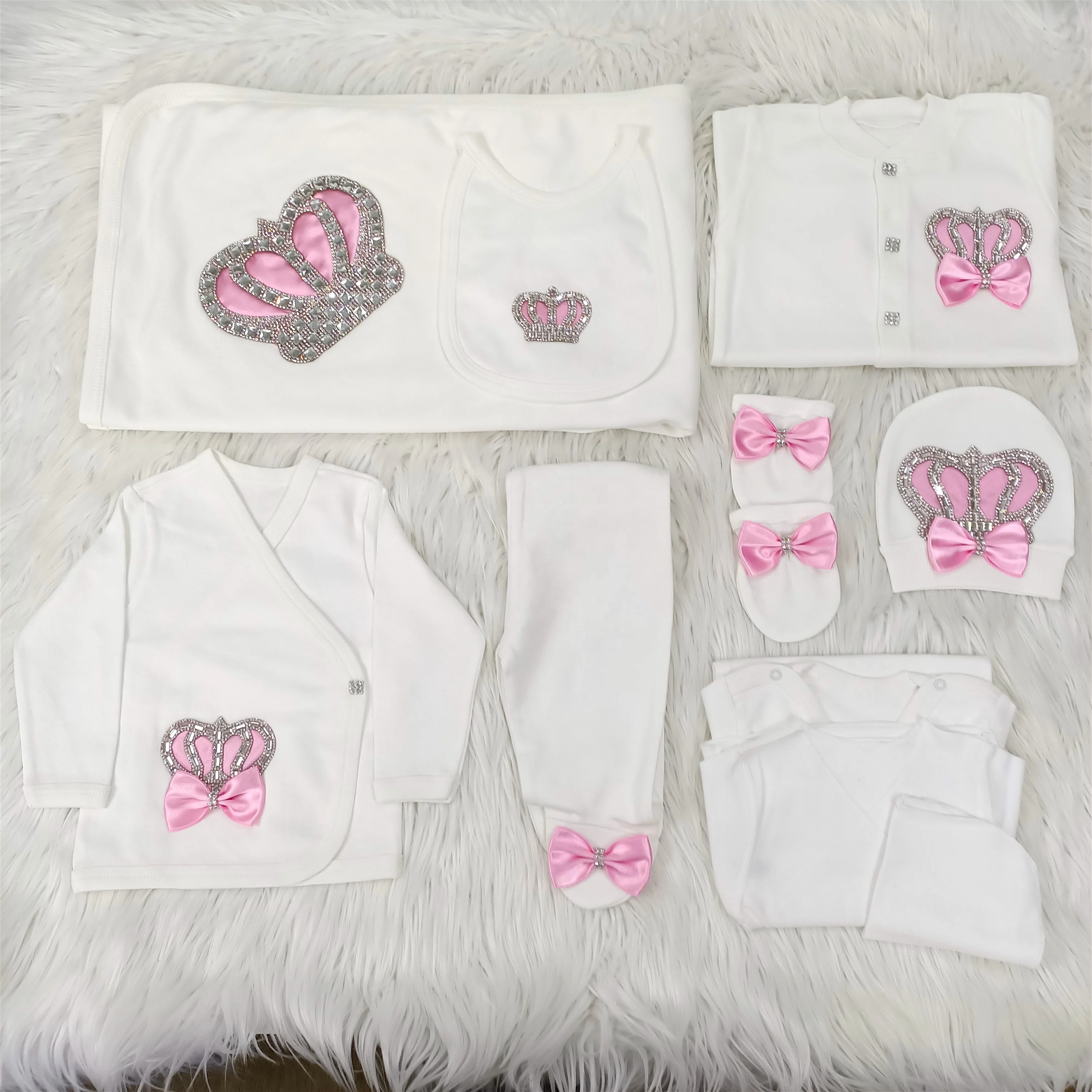 10 Pieces Cotton Clothing Fabric Knitted Modern Luxury High Quality Baby Clothes Fashion Cotton Wholesale Baby Romper Set