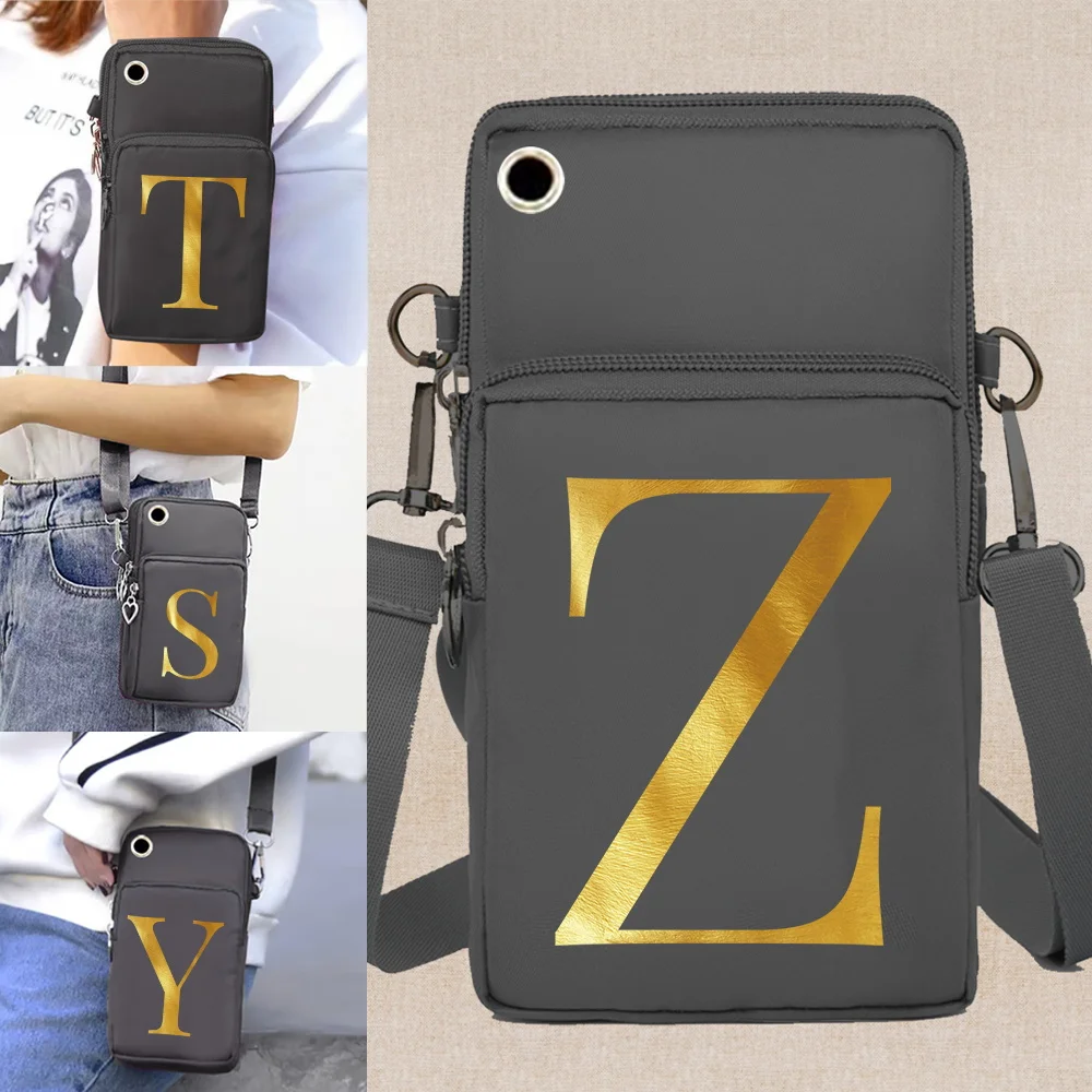Mobile Phone Bag Women Fashion Shoulder Bags Wallets Letter Print Arm Pack for Apple/Huawei/Samsung Waterproof Cell Phone Packet
