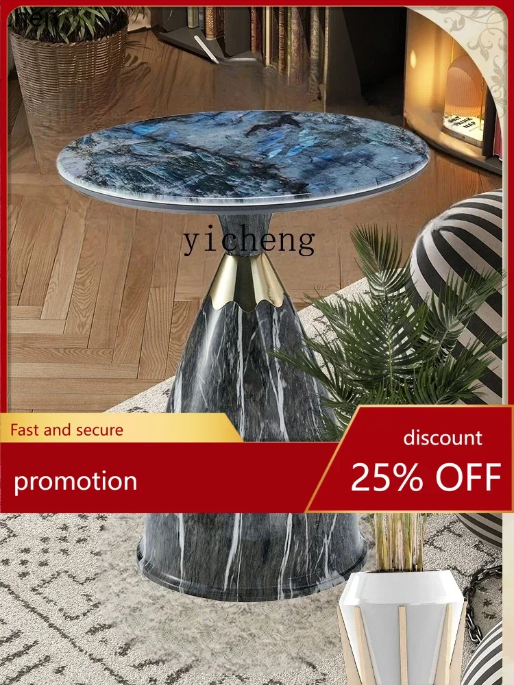 

HXL Light Luxury Side Table Marble Living Room Sofa Corner Table Small round Table Side Cabinet