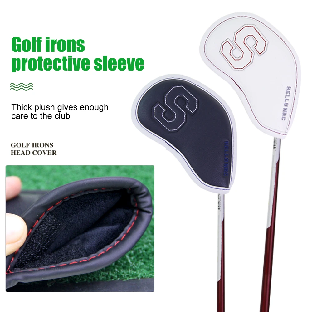 9pcs/set Golf Club Headcover Golf Iron Cover Accessories  Closure PU Leather water proof