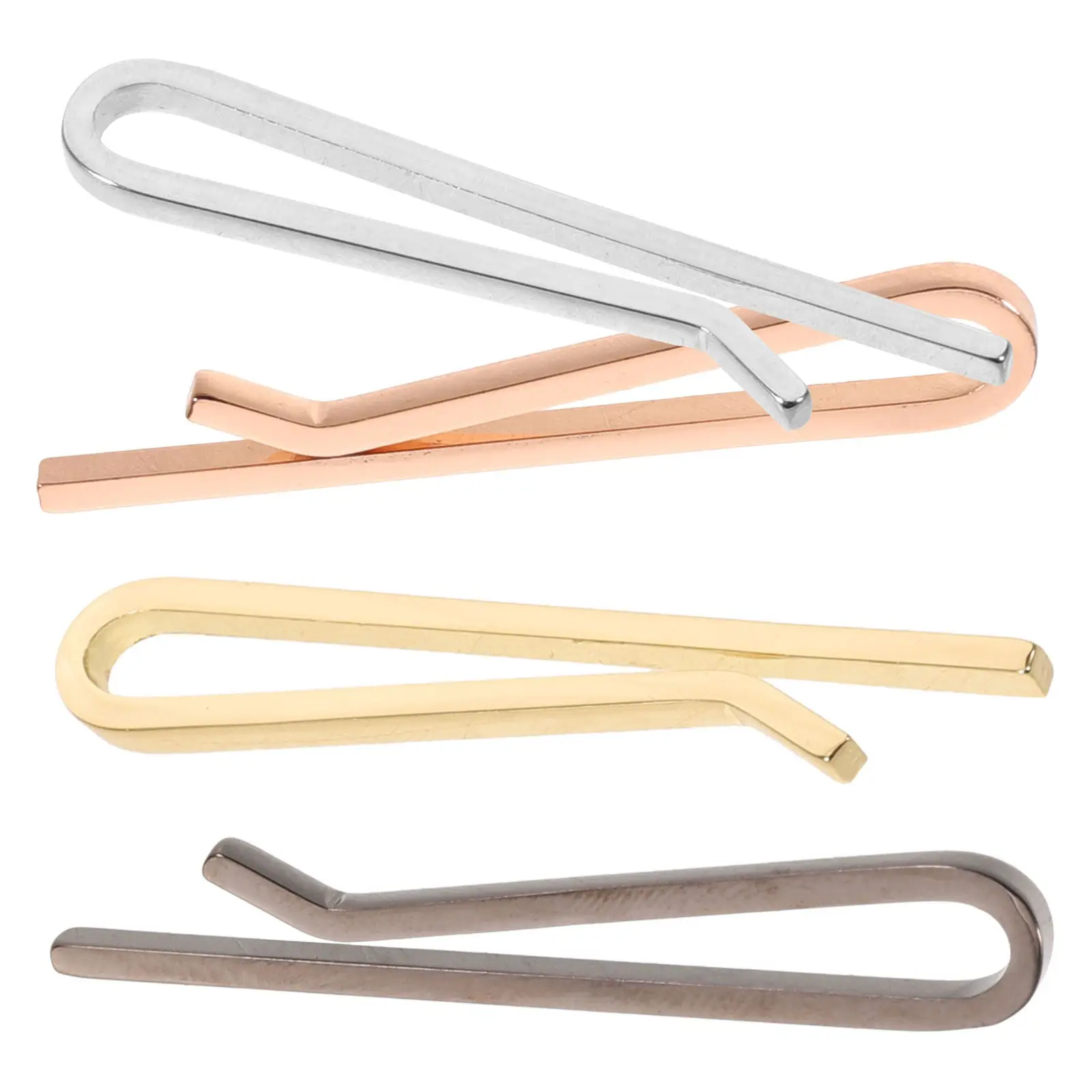 4Pcs Tie Clips for Men Slim Copper Minimalist Skinny Flat Bar Business Formal Tie Clip Set Necktie Accessories