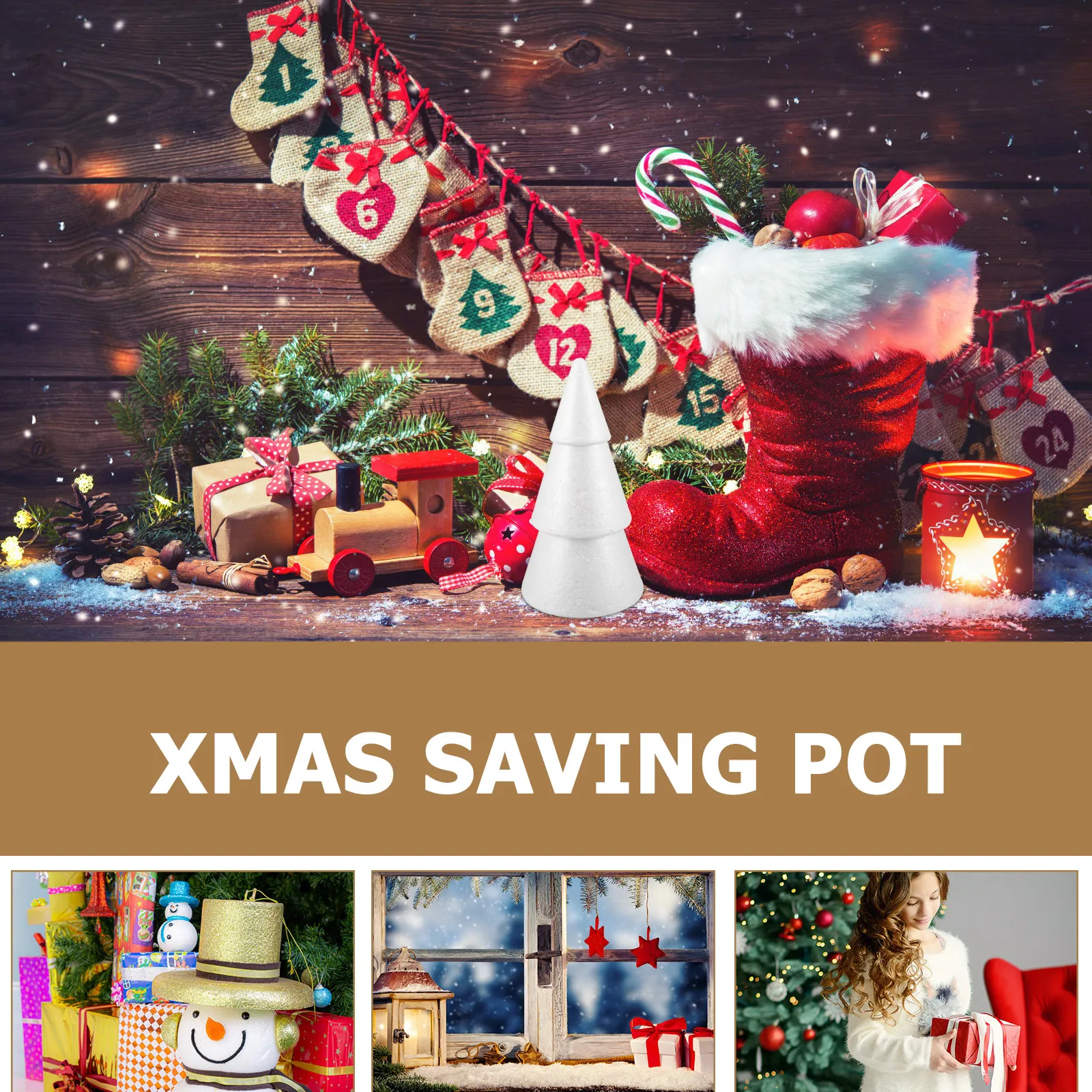 

3Pcs Artificial Christmas Tree White Foam Polystyrene Craft Trees Paintable DIY Holiday Party Decorations Creative Decor