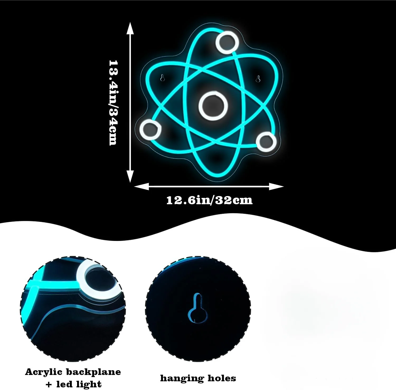 Atomic Structure LED Neon Sign USB Powered Dimmable Cyberpunk Neon Light for Modern Study Room Party Minimalist Sci-Fi Decor