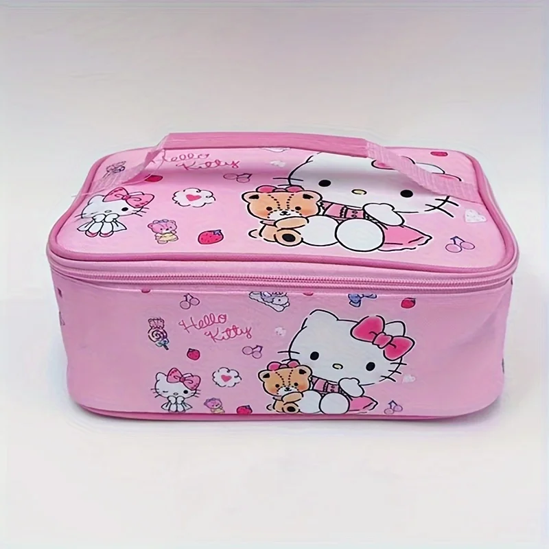 Sanrio Cartoon Character Insulated Lunch Bag - Water-Resistant Canvas Cooler Box with Cute Kawaii  Perfect Daily Storage Satchel