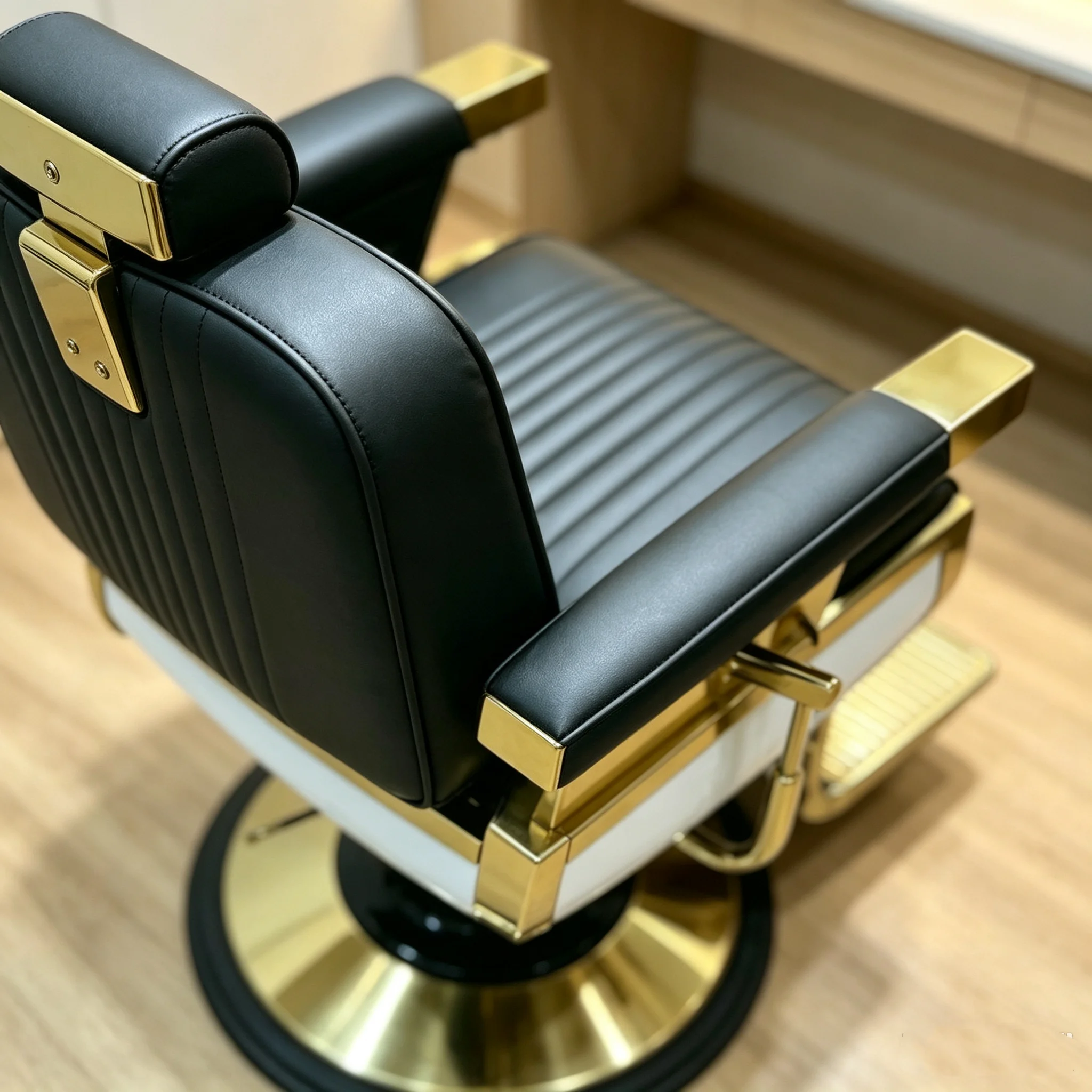 Luxury Steel Hydraulic Barber Chair Heavy Duty Reclining Modern Design Adjustable Headrest For Leisure Facilities