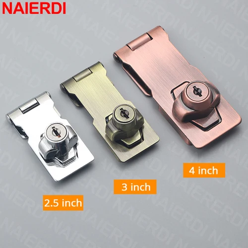 Imagen 2 del producto NAIERDI cerradura con cerrojo, pestillo de seguridad, perilla giratoria de aleación de Zinc, cerradura de puerta con llave con llaves para cajones, gabinetes, buzón