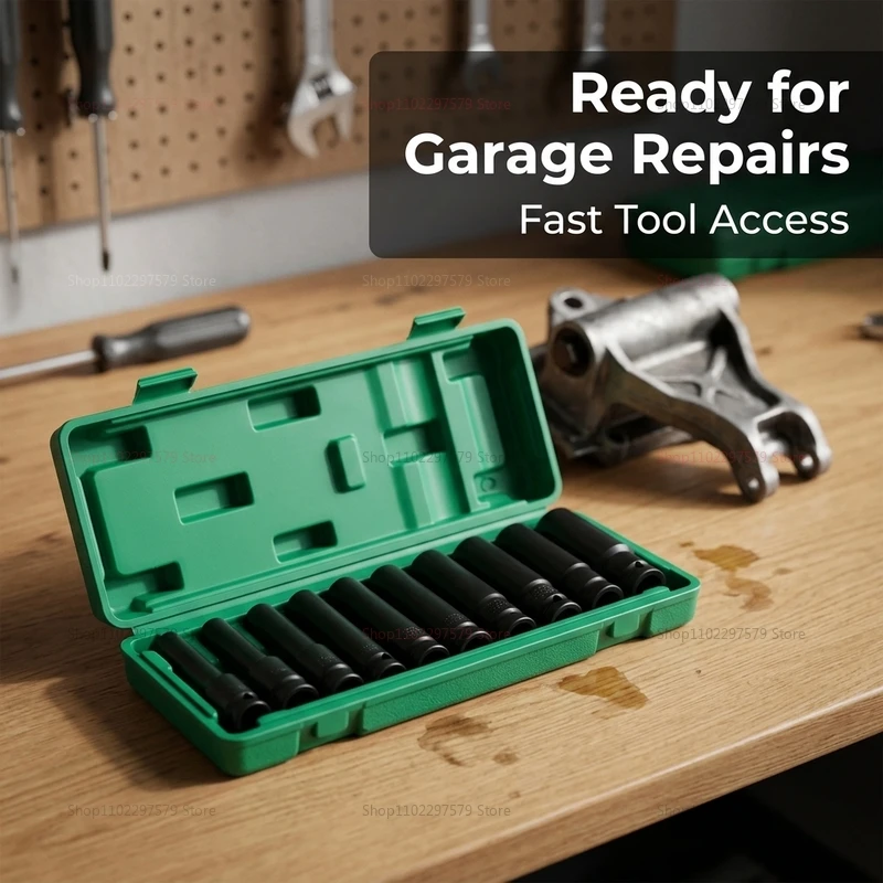 10pcs Socket Wrench Set 8-24mm Adjustable Pneumatic Hand Tools Automotive Mechanical Repair Kit for Garage Car Bike Motorcycle