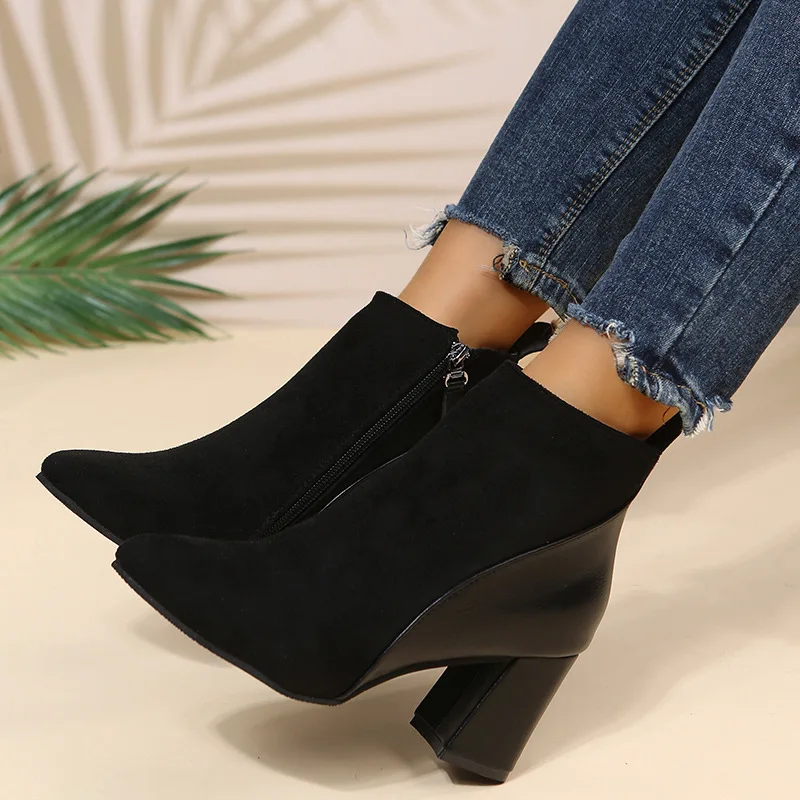 Women's Winter Boots 2025 New Suede Dress Women Warm Boots Fashion Mid-Heel Wool Warm Women's Ankle Boots zapatos de mujer