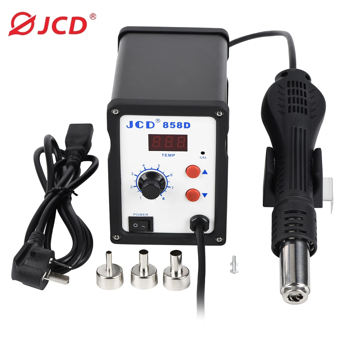 Stacja lutownicza JCD Pistolet na gorące powietrze 858D 220V 110V 700W BGA Rework SMD SMT Narzędzie do naprawy spawania Zestaw lutownicy na gorące powietrze 8898
