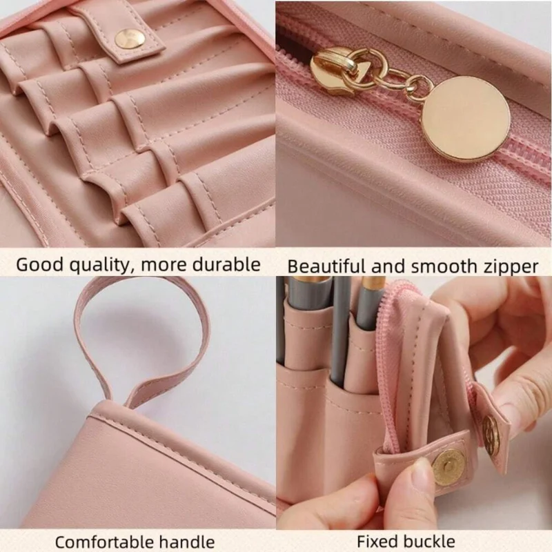 Sac de rangement pliable à plusieurs trous pour pinceaux de maquillage, trousse de rangement pour pinceaux cosmétiques pour femmes, trousse de maquillage portable étanche