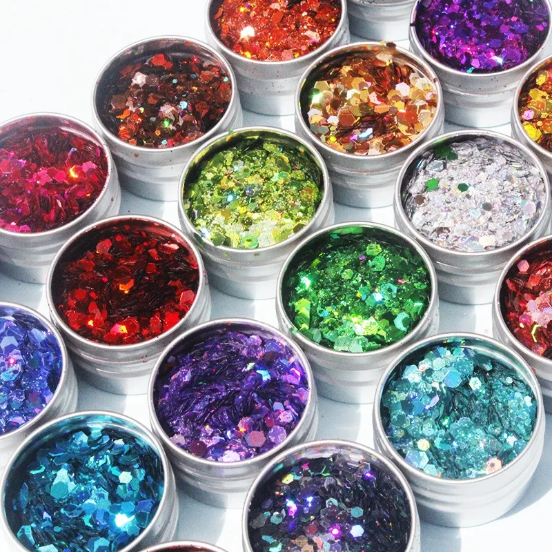 

Unicorn Chunky Glitter, 24-Colors Holographic Cosmetic Chunky Glitter, 10g Box Ultra-Thin Nail Glitter Sequins Iridescent Flake